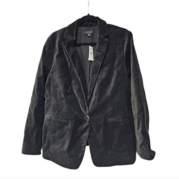 🔥🔥🔥NEW‎ ANN TAYLOR Black Velvet Blazer Jacket - Size 18 - Picture 1 of 9